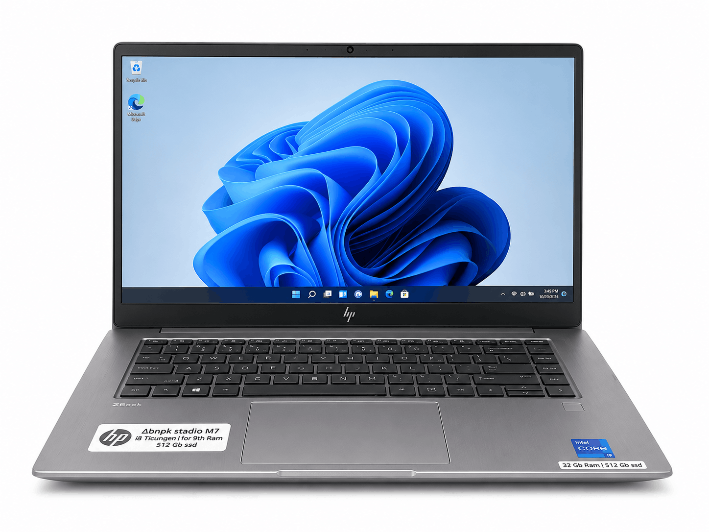 HP ZBook workstation laptop, open front view