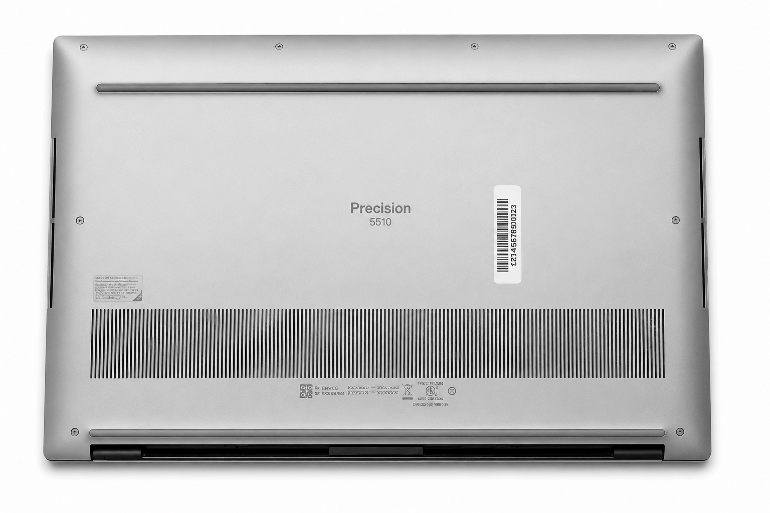 Dell Precision workstation, underside with model label