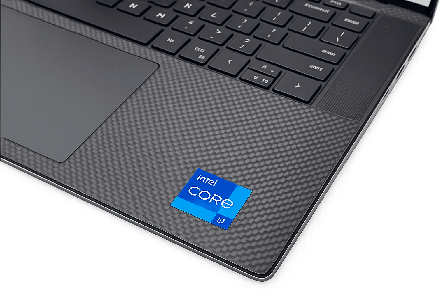 Dell Precision workstation, palm rest and Intel Core i9 detail